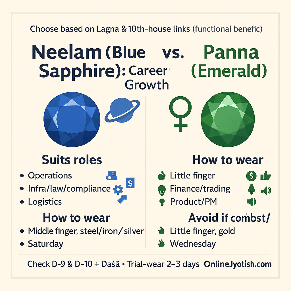 Blue Sapphire versus Emerald comparison for career growth