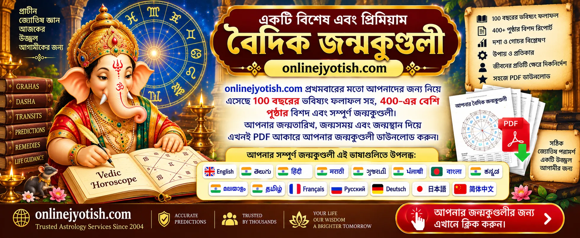 Premium Vedic Horoscope - instant PDF delivery