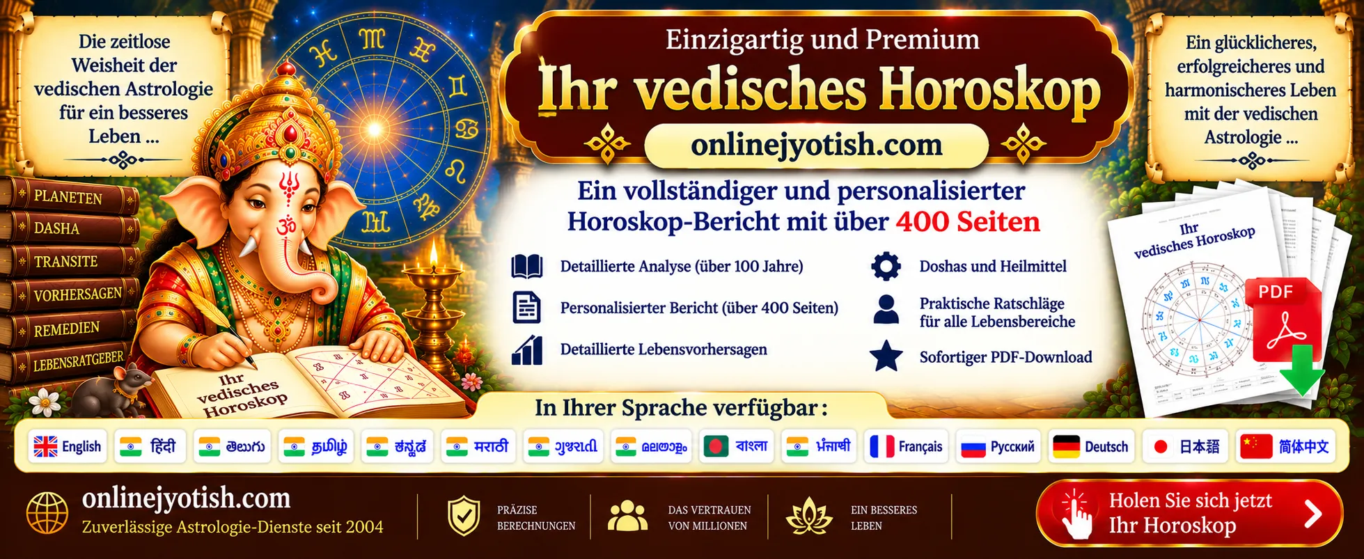 Premium Vedic Horoscope - instant PDF delivery