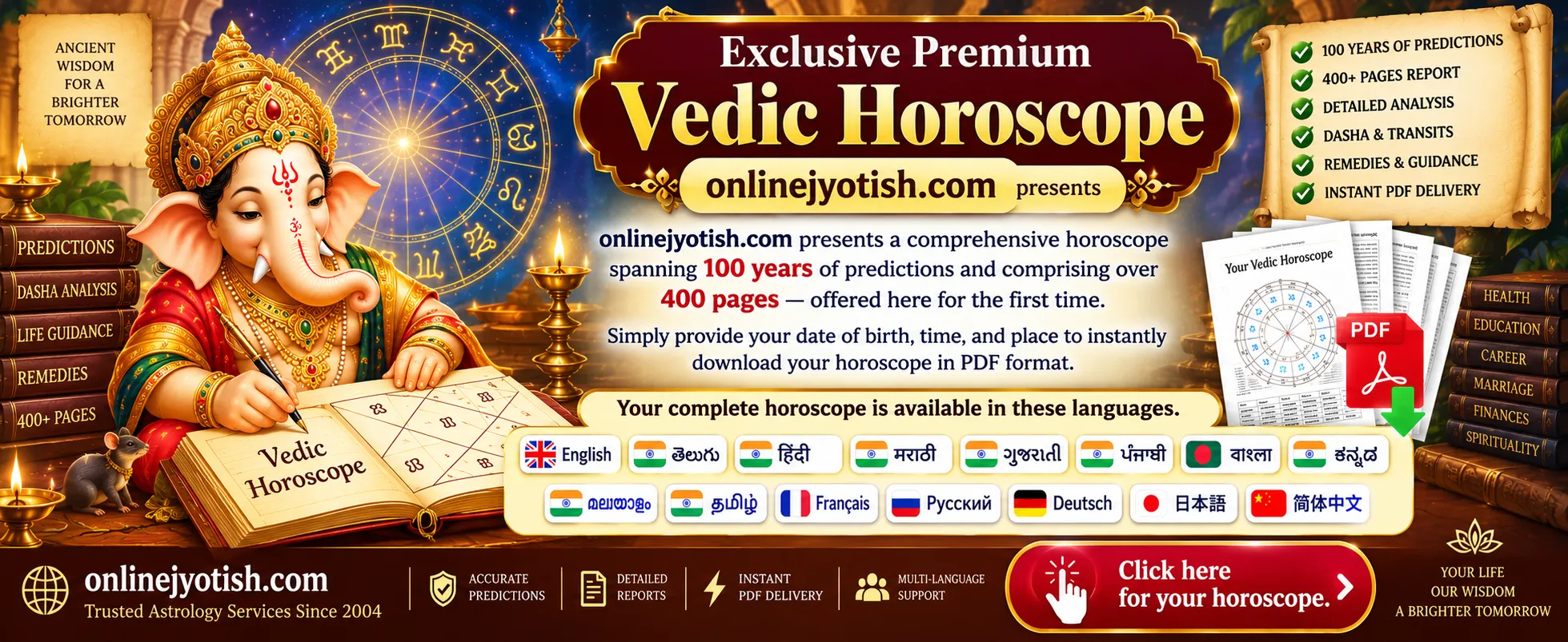 Premium Vedic Horoscope - instant PDF delivery