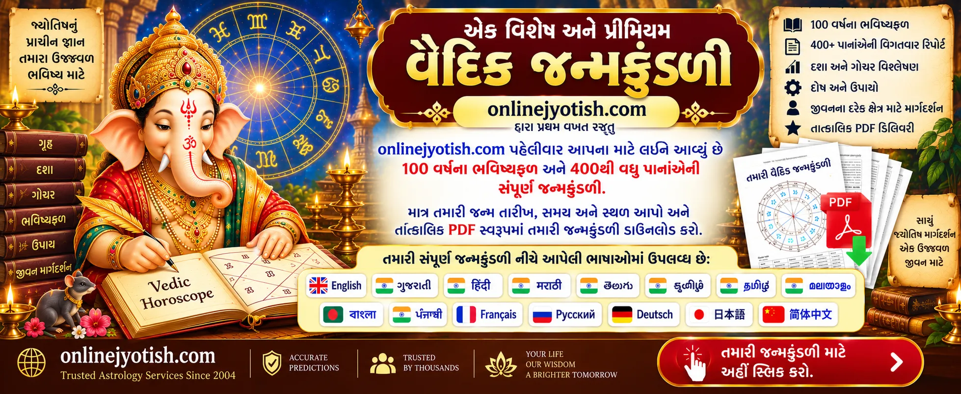 Premium Vedic Horoscope - instant PDF delivery