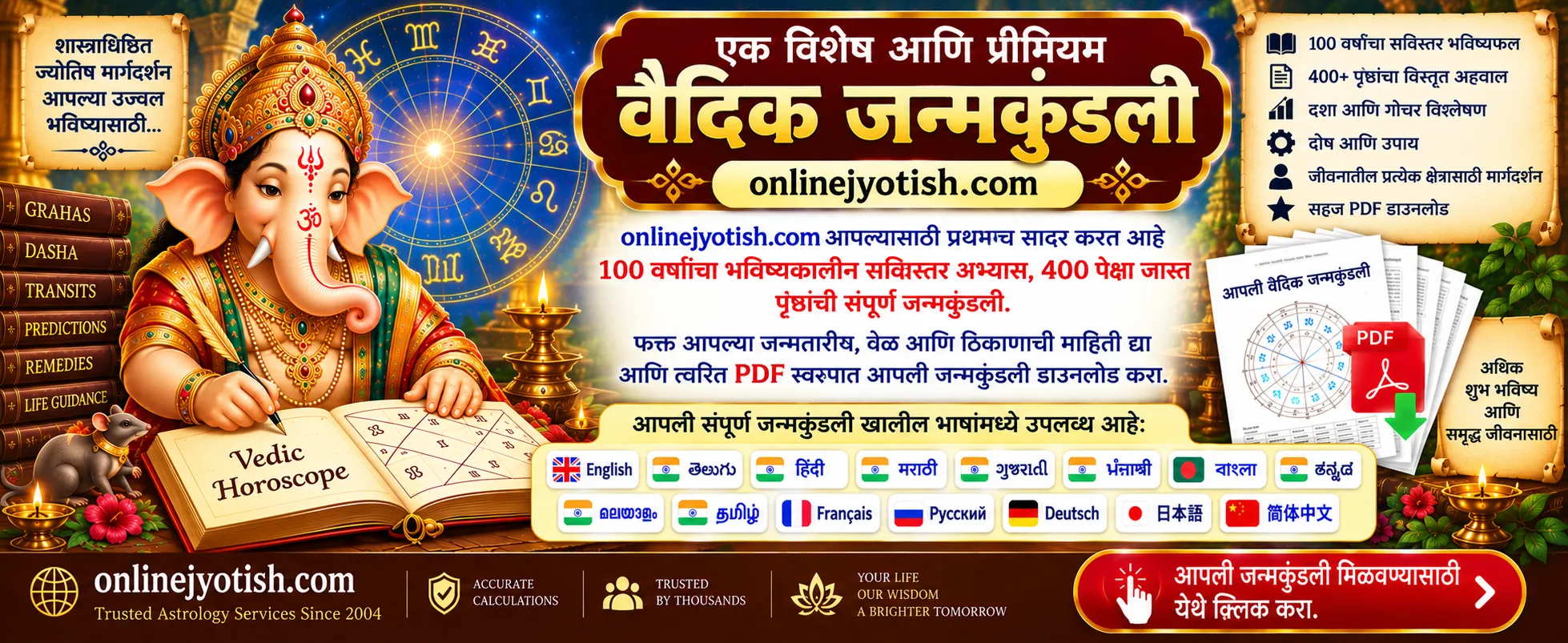 Premium Vedic Horoscope - instant PDF delivery