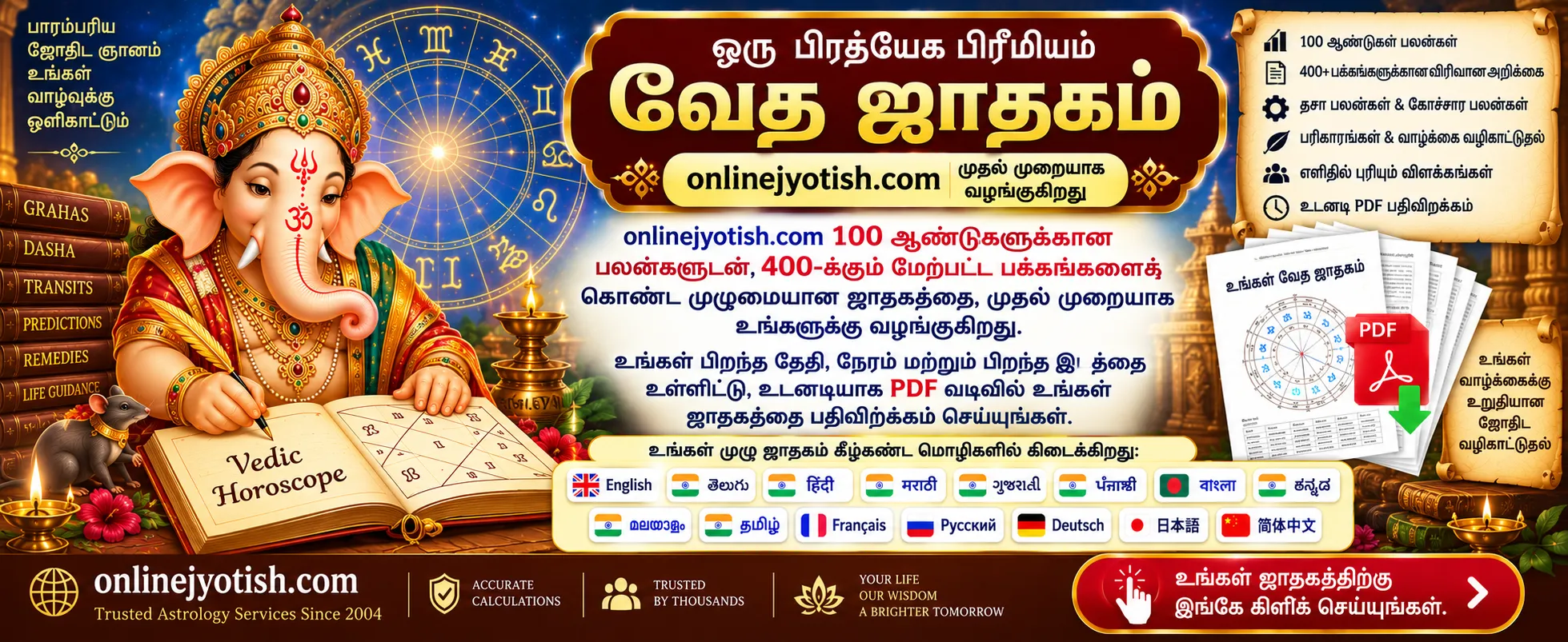 Premium Vedic Horoscope - instant PDF delivery